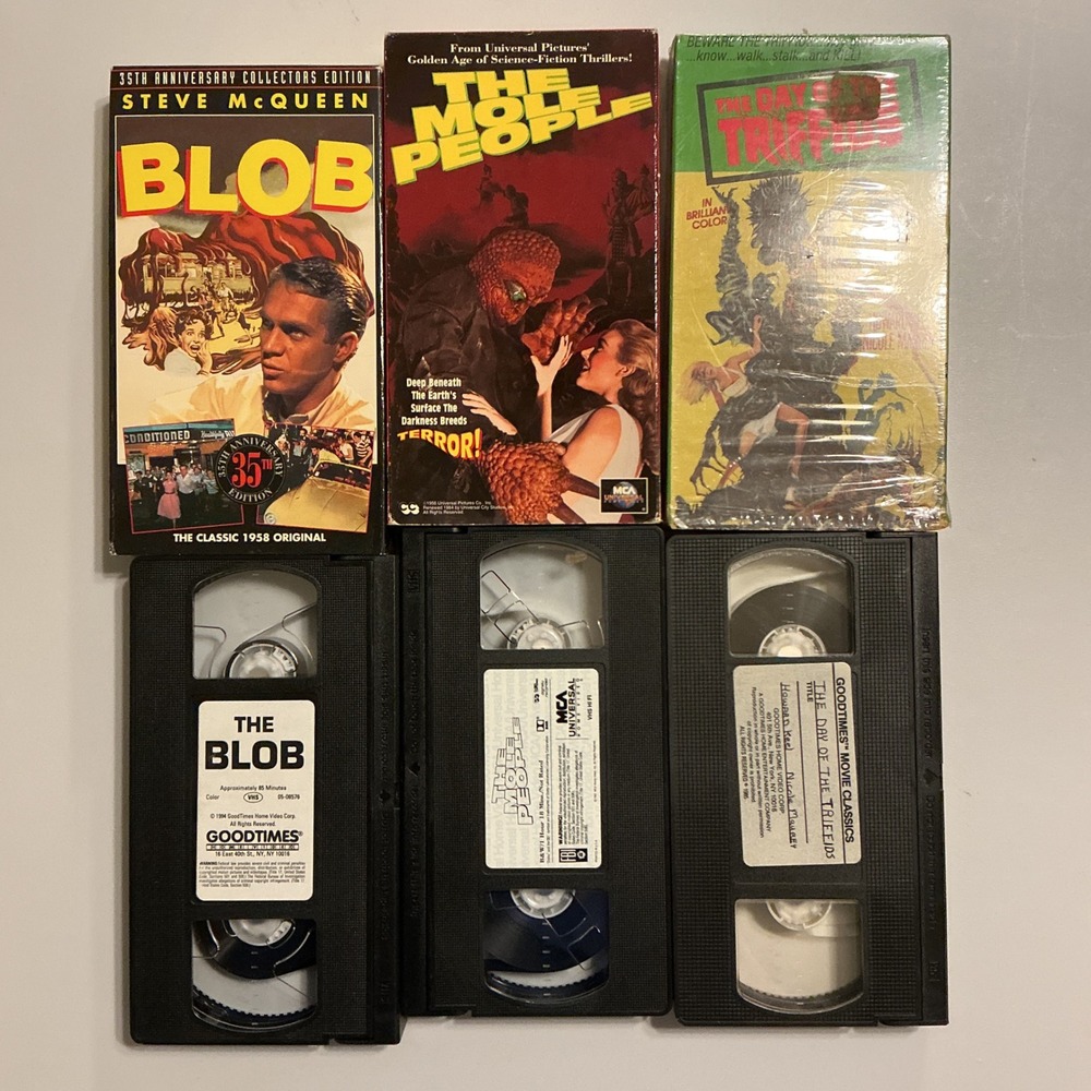 VTG 50s Sci-Fi Monster Movie VHS Lot 9 Tapes Blob MST3K Them Gorgo No Mold - Picture 3 of 5